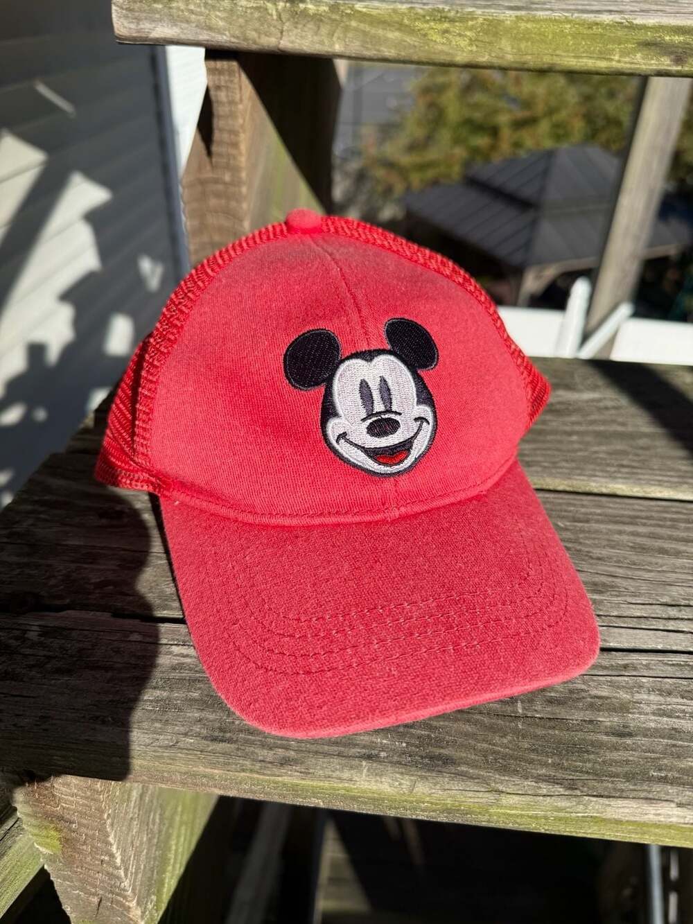 Vintage Disney Mickey Mouse Trucker Hat Red Mesh Baseball Cap